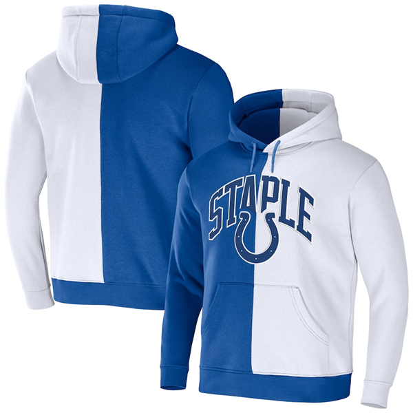 Men's Indianapolis Colts Royal/White Split Logo Pullover Hoodie
